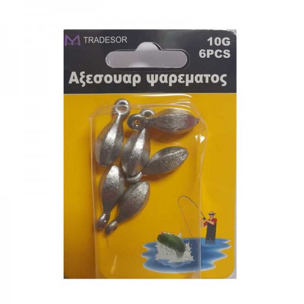 Βαρίδια αλιείας με θηλιά - 10gr - 6pcs - 30163