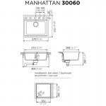 Schock Cristalite Manhattan 30060-1421 Ένθετος Νεροχύτης Γρανιτένιος 57x51cm Asphalt