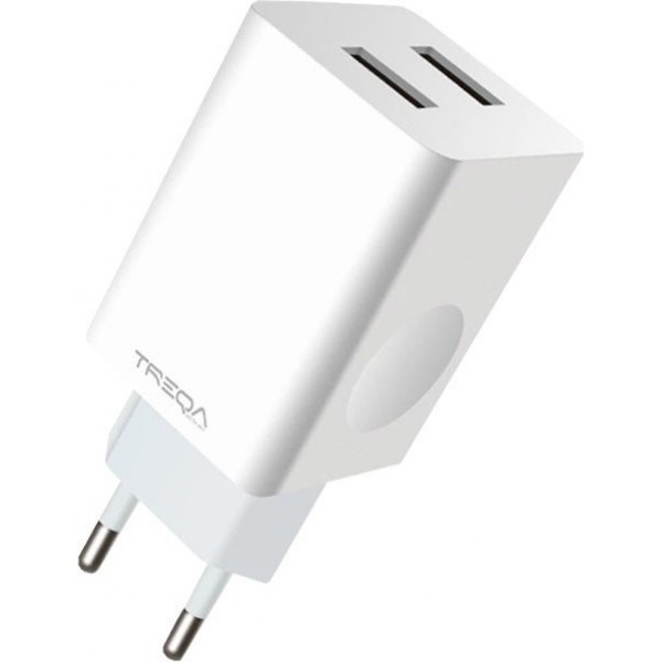 Treqa Φορτιστής Χωρίς Καλώδιο με 2 Θύρες USB-A Quick Charge 3.0 Λευκός CH-613