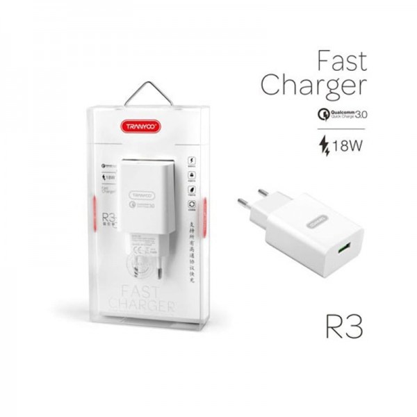 Tranyoo Φορτιστής Χωρίς Καλώδιο με Θύρα USB-A 18W Quick Charge 3.0 Λευκός R3