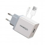 Treqa Φορτιστής με Θύρα USB-A και Καλώδιο Lightning 65W Λευκός CS-228