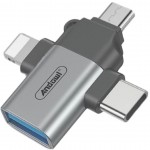 Andowl 3 σε 1 Αντάπτορας HUB Lightning / USB-C / micro USB male σε USB-A female Q-OTG09