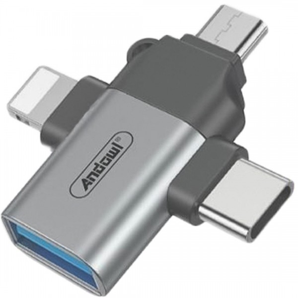 Andowl 3 σε 1 Αντάπτορας HUB Lightning / USB-C / micro USB male σε USB-A female Q-OTG09