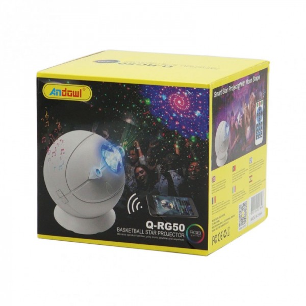 Andowl Bluetooth Διακοσμητικό Φωτιστικό με Φωτισμό RGB Party Light LED σε Λευκό Χρώμα Q-RG50