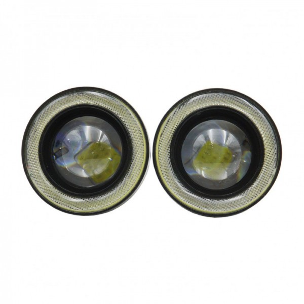 LED Φώτα ομίχλης αυτοκινήτου με angel eyes λευκό φως M609-89MM